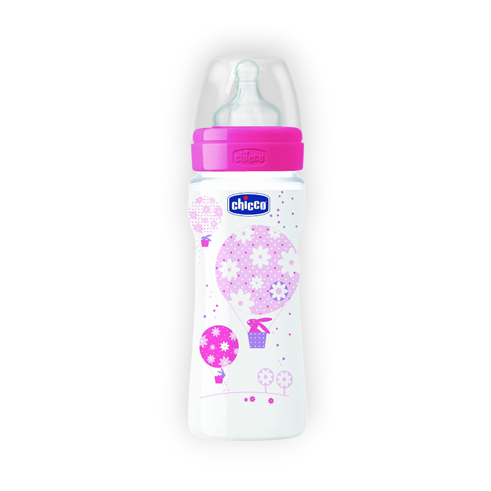 CHICCO BIBERON SILICON (4+MONTH) 330ML 8013 (GIRL)