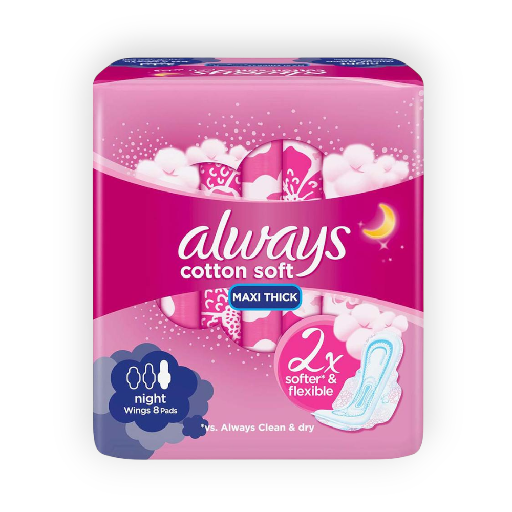 ALWAYS MAXI THICK 8 Piece LONG COTTON 7.5 L.E