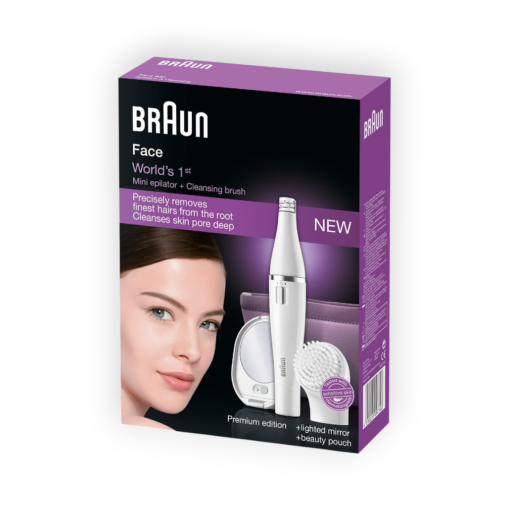 BRAUN FACE SPA MINI EPILATOR+CLEANSING BRUSH 830