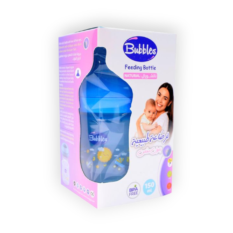 BUbbLES FEEDING BOTTLE NATURAL 150ML 8577 (BLUE)