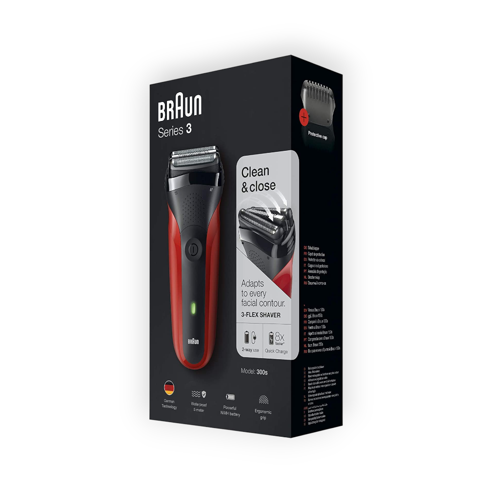 BRAUN SERIES 3 CLEAN&CLOSE BLACK RED 300S