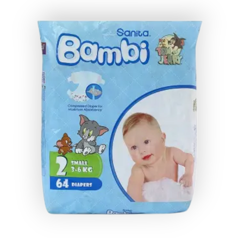 SANITA BAMBI SIZE 2 SMALL  64  DIAPERPERS