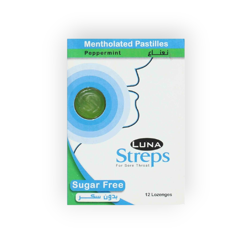 LUNA STREPS PEPPERMINT SUGAR FREE 12LOZ